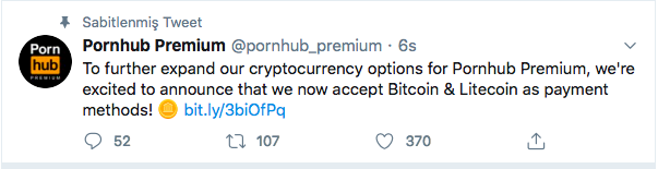 Pornhub bitcoin litecoin