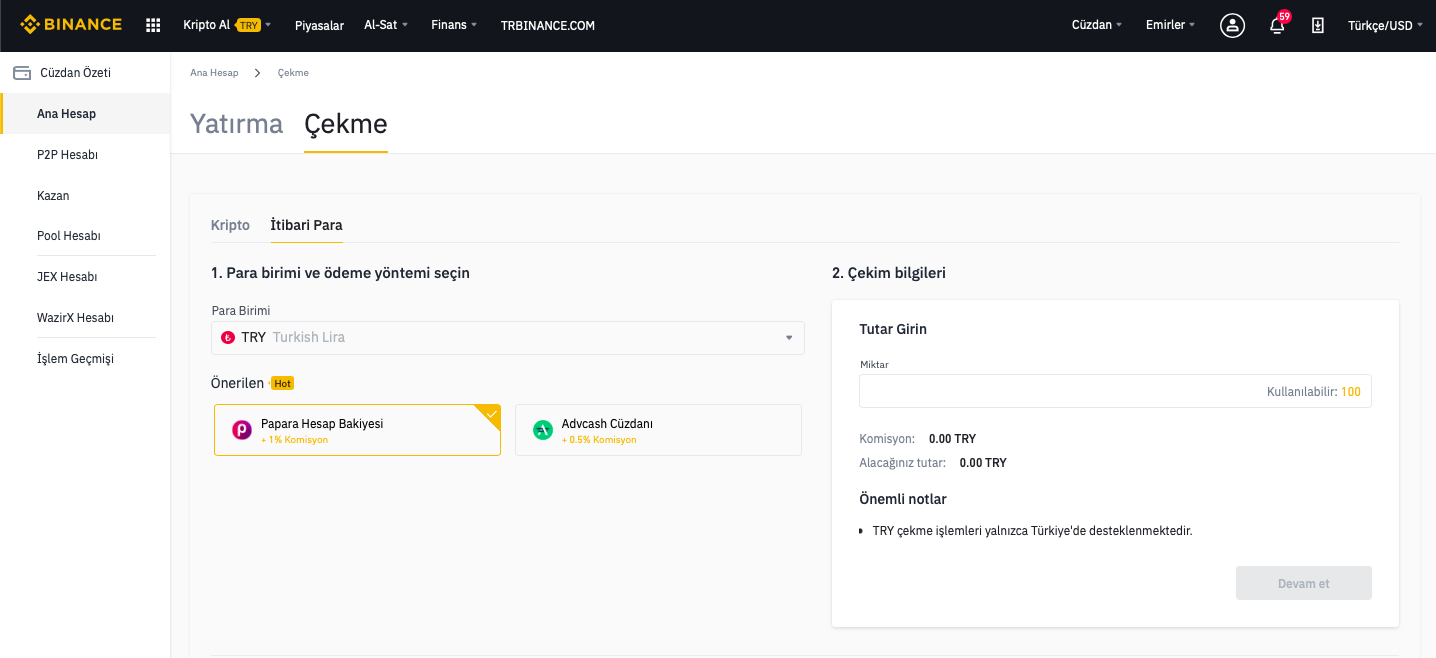 Binance Turk Lirasi Cekme