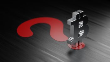 bitcoin symbol on red question mark