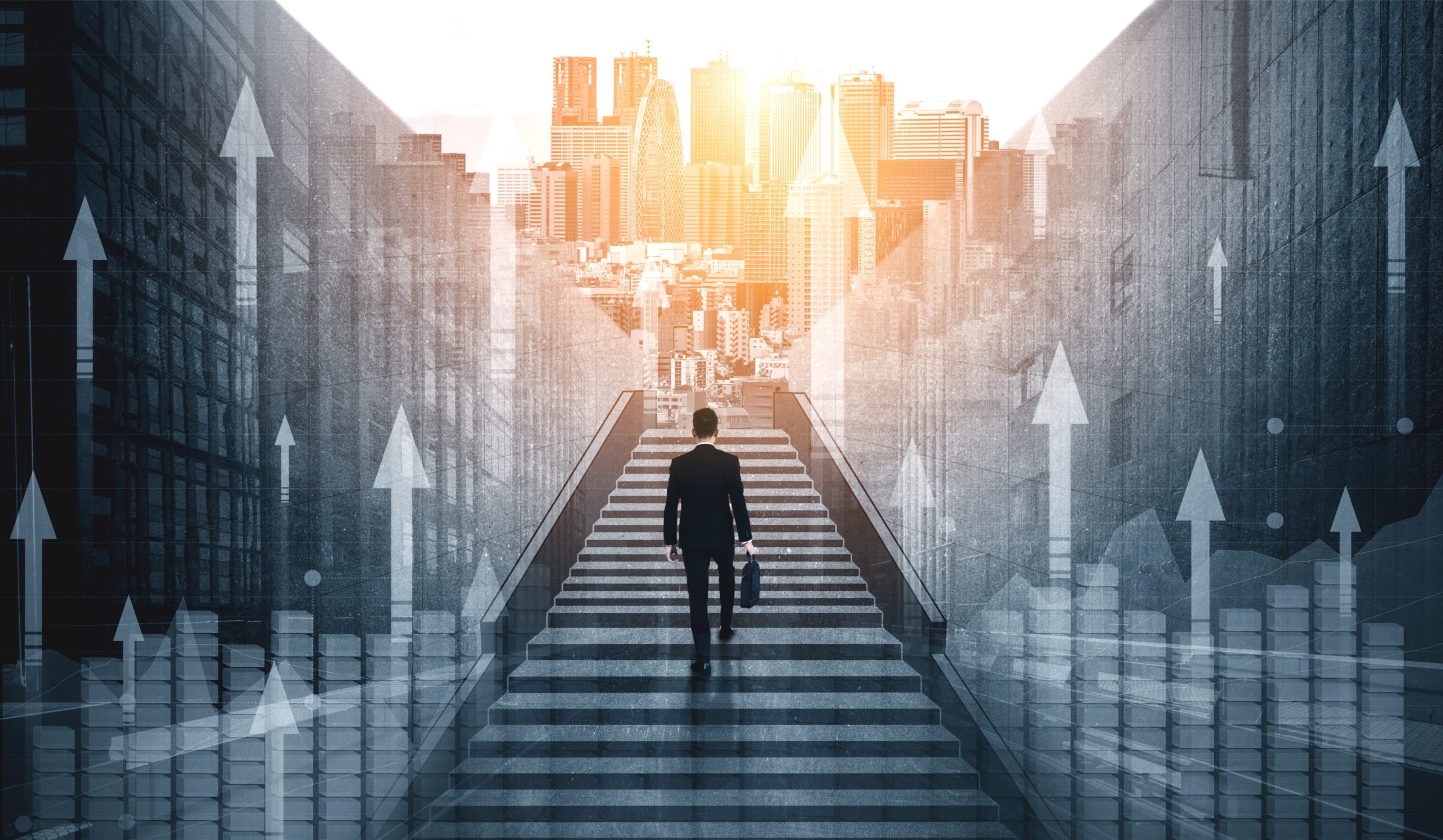 double exposure image business profit growth