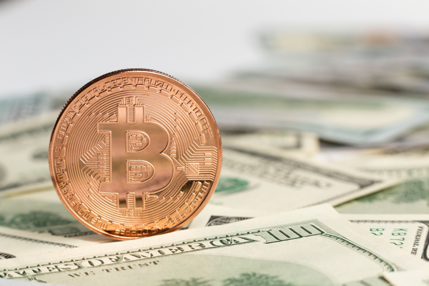 copper bitcoin top dollar bills