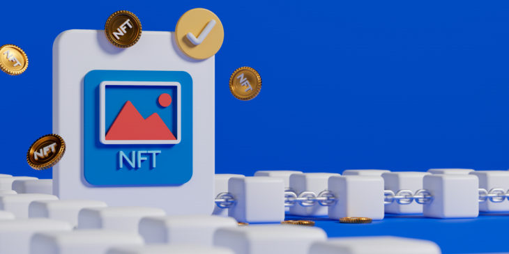 3d rendering nft non fungible token blockchain technology