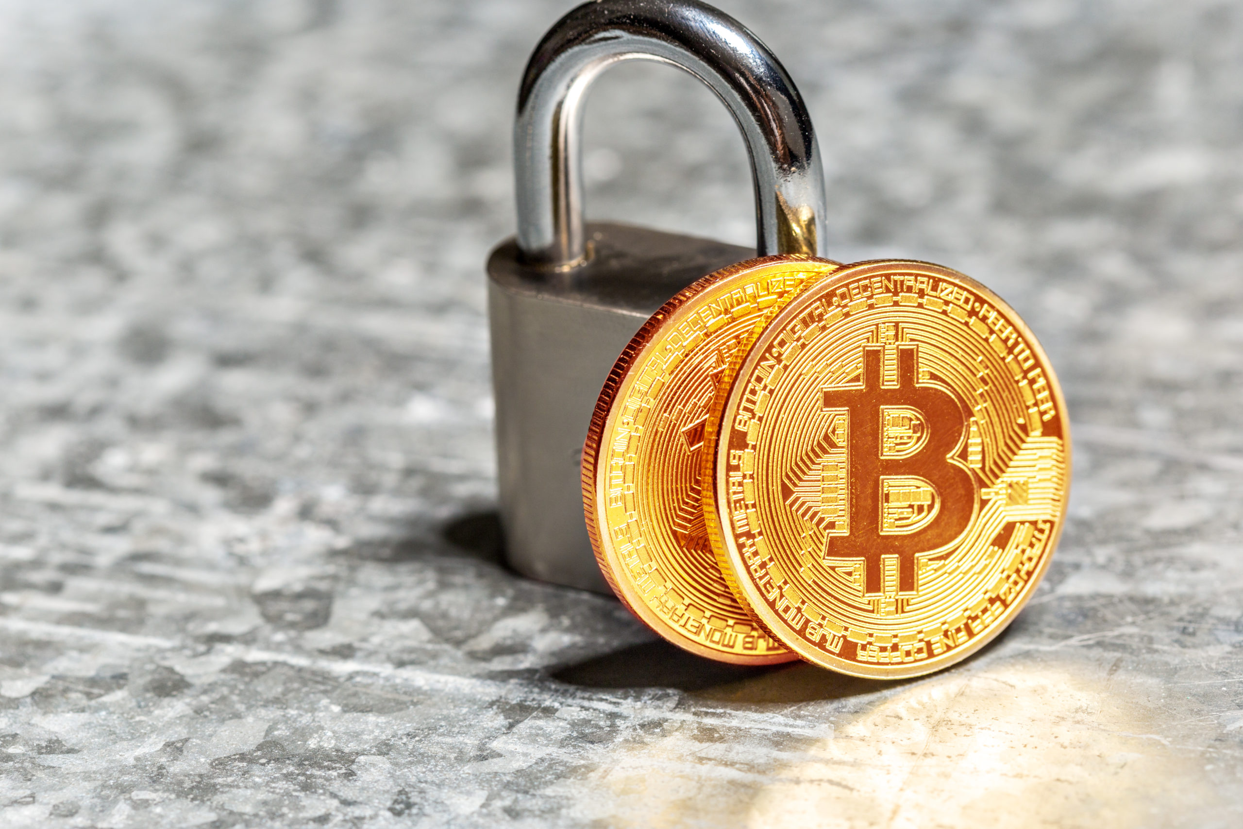 gold bitcoin padlock