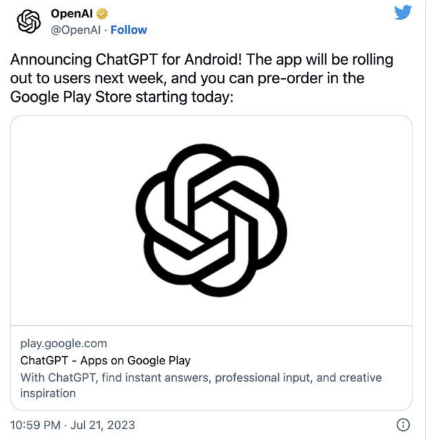 OpenAI, Android için resmi ChatGPT uygulamasını başlattı!