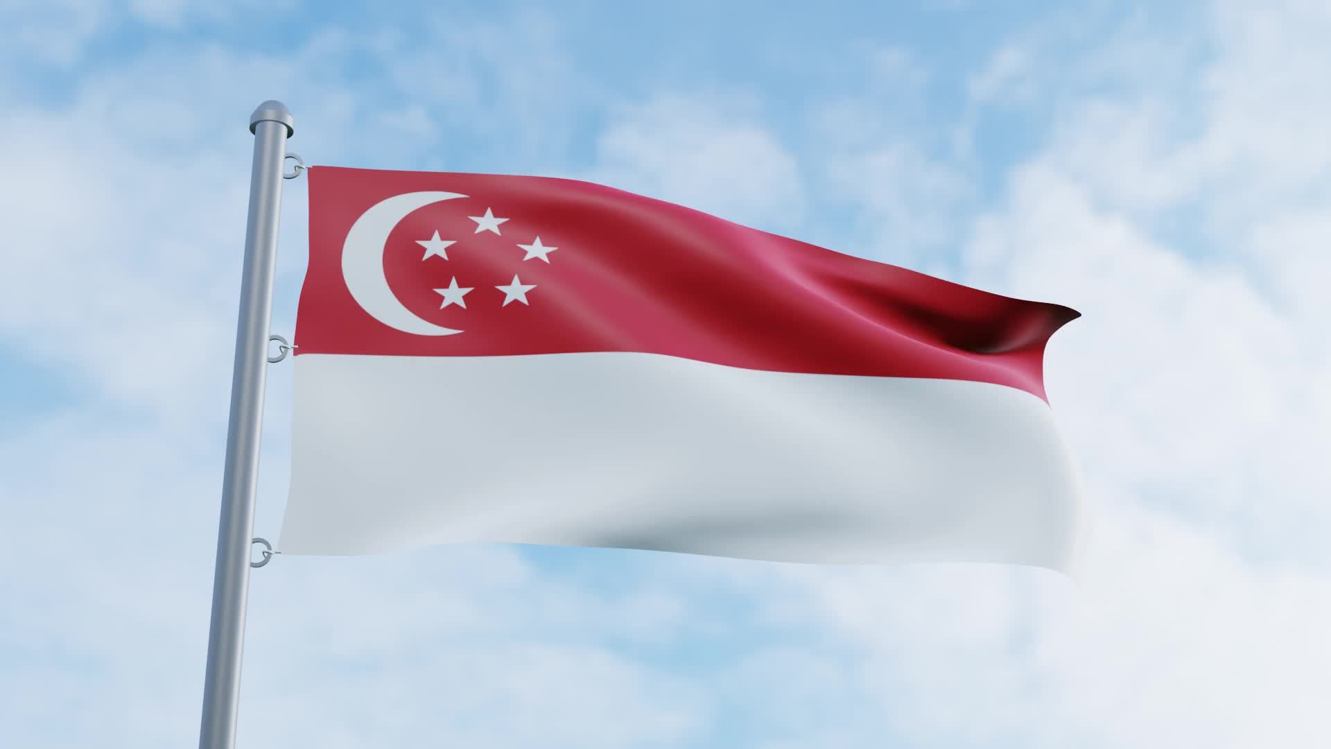 realistic 3d rendering looping singapore flag animation background free video