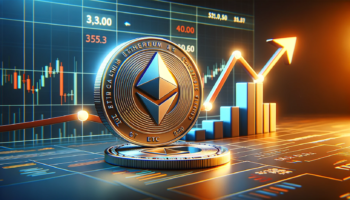 DALLE 2023 11 01 14.12.53 Realistic image of a digital trading platform. On the screen theres a candlestick chart showcasing a sharp uptrend symbolizing the rise of derivati