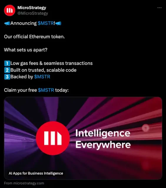 MicroStrategy hack’lendi: Düzmece airdrop ile 425 bin dolar vurgun! MicroStrategy hack’lendi: Düzmece airdrop ile 425 bin dolar vurgun!